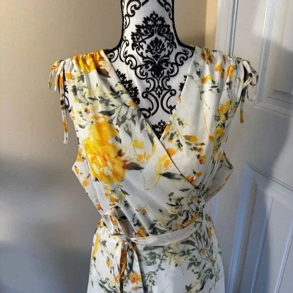 Alex Marie Floral Yellow and White Wrap Dress - Picture 3 of 8